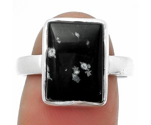 Natural Snow Flake Obsidian Ring size-8 SDR204723 R-1004, 10x14 mm