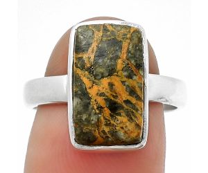 Natural Moroccan Yellow Jacket Jasper Ring size-8 SDR204726 R-1004, 9x15 mm