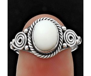 Natural White Opal Ring size-7 SDR204843 R-1238, 7x9 mm