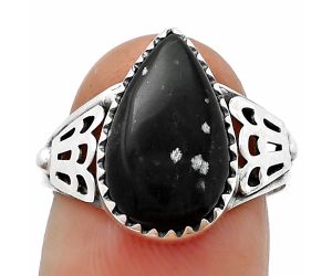 Natural Snow Flake Obsidian Ring size-7.5 SDR204861 R-1449, 10x15 mm