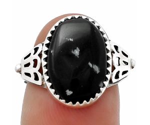 Natural Snow Flake Obsidian Ring size-8 SDR204873 R-1449, 11x15 mm