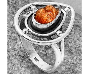Natural Sunstone Rough Ring size-7.5 SDR204918 R-1446, 5x9 mm