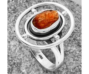 Natural Sunstone Rough Ring size-7 SDR204919 R-1446, 6x9 mm