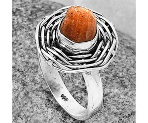Natural Sunstone Rough Ring size-7 SDR204976 R-1445, 7x7 mm