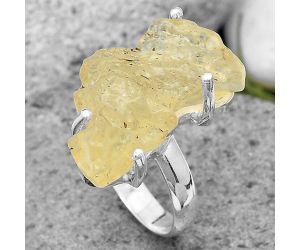 Golden Tektite Libyan Desert Glass Ring size-6 SDR205314, 14x23 mm
