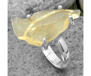 Golden Tektite Libyan Desert Glass Ring size-6 SDR205322, 11x23 mm
