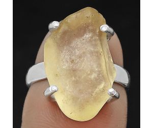 Golden Tektite Libyan Desert Glass Ring size-6.5 SDR205323, 13x20 mm
