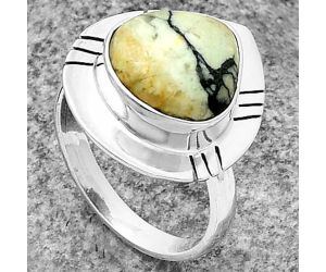 Authentic White Buffalo Turquoise Nevada Ring size-6 SDR205464 R-1240, 11x11 mm