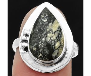 Authentic White Buffalo Turquoise Nevada Ring size-7 SDR205535 R-1225, 10x15 mm