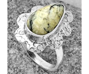 Authentic White Buffalo Turquoise Nevada Ring size-7 SDR205753 R-1241, 9x14 mm