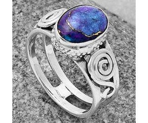 Copper Purple Turquoise Ring size-7 SDR205852 R-1315, 8x10 mm