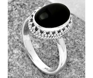 Black Onyx Ring size-8.5 SDR205929 R-1096, 9x13 mm