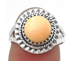 Natural Spiny Oyster Shell Ring size-7 SDR206017, 9x9 mm