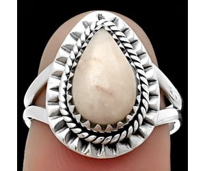 Pink Scolecite Ring size-6.5 SDR206019, 8x12 mm