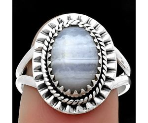 Blue Lace Agate Ring size-8 SDR206023, 8x12 mm