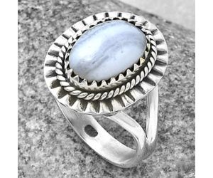 Blue Lace Agate Ring size-8 SDR206024, 8x12 mm