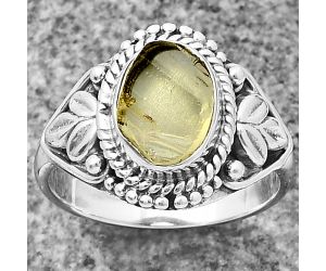 Yellow Scapolite Rough Ring size-7 SDR206083 R-1300, 7x10 mm