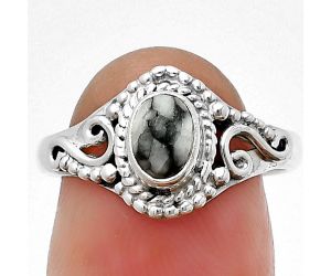 Pinolith Stone Ring size-7.5 SDR206117, 4x6 mm