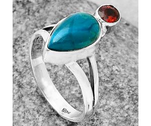 Azurite Chrysocolla and Garnet Ring size-7 SDR206284 R-1242, 7x12 mm