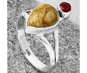 Rock Calcy and Garnet Ring size-8 SDR206296 R-1242, 8x11 mm