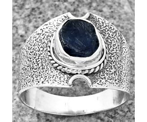 Blue Sapphire Rough Ring size-8.5 SDR206480, 7x8 mm