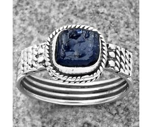 Blue Sapphire Rough Ring size-8 SDR206494, 7x7 mm
