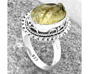 Yellow Scapolite Rough Ring size-7.5 SDR206526 R-1279, 9x12 mm