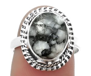 Pinolith Stone Ring size-7.5 SDR206533 R-1279, 10x12 mm
