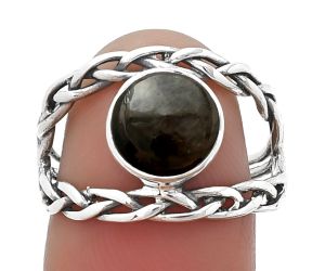 Silver Obsidian Ring size-8 SDR206760 R-1134, 8x8 mm