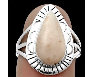 Pink Scolecite Ring size-7 SDR207217, 8x16 mm