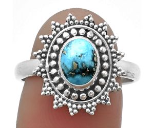 Rare Persian Turquoise With Pyrite Ring size-8.5 SDR207219, 6x8 mm