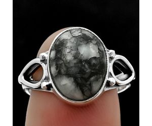 Pinolith Stone Ring size-7.5 SDR207275 R-1224, 10x13 mm