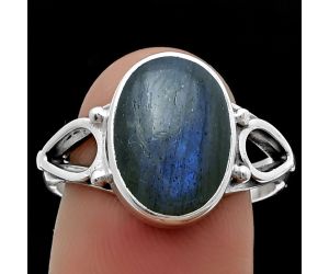Blue Fire Labradorite Ring size-8.5 SDR207277 R-1224, 10x14 mm