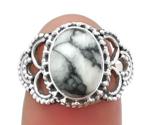 Pinolith Stone Ring size-8.5 SDR207427, 9x12 mm