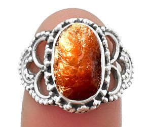 Sunstone Rough Ring size-8 SDR207428 R-1429, 8x13 mm