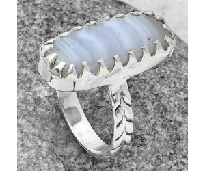 Blue Lace Agate Ring size-6 SDR207729, 8x20 mm