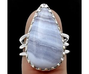 Blue Lace Agate Ring size-6 SDR207878, 14x24 mm