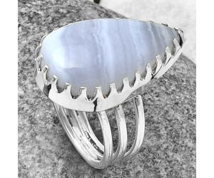 Blue Lace Agate Ring size-6 SDR207878, 14x24 mm