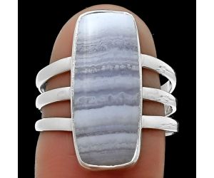 Blue Lace Agate Ring size-7 SDR208149, 8x20 mm