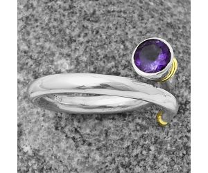 Two Tone - Amethyst Ring size-9 SDR208212 R-1248, 6x6 mm