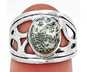 Merlinite Dendritic Opal Ring size-7 SDR208538 R-1133, 8x10 mm