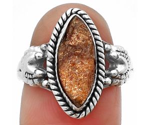Sunstone Rough Ring size-8 SDR208711 R-1403, 6x15 mm