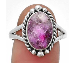 Pink Agate Druzy Ring size-9 SDR208818, 9x13 mm