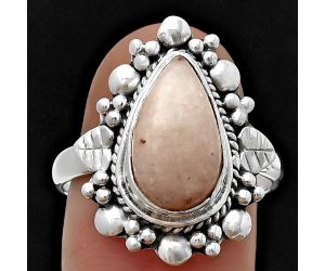Pink Scolecite Ring size-9 SDR208887, 8x14 mm