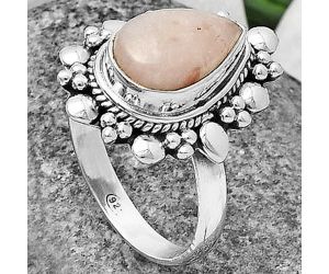Pink Scolecite Ring size-9 SDR208888, 8x13 mm