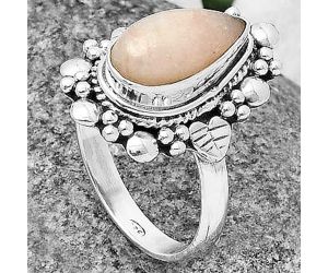 Pink Scolecite Ring size-8 SDR208889, 7x13 mm