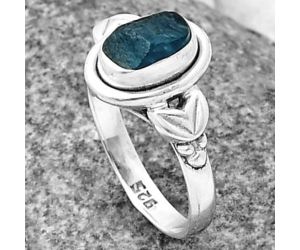 Neon Blue Apatite Rough Ring size-7 SDR209136 R-1394, 5x8 mm