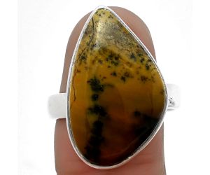 Russian Honey Dendrite Opal Ring size-8.5 SDR209200, 15x24 mm