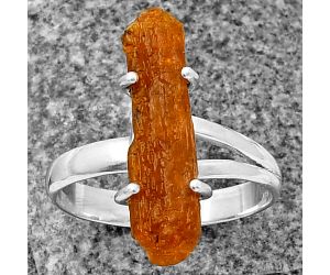 Orange Kyanite Rough Ring size-8.5 SDR209255, 6x22 mm