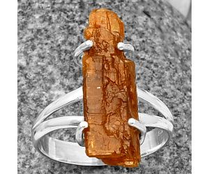 Orange Kyanite Rough Ring size-6.5 SDR209257, 7x23 mm